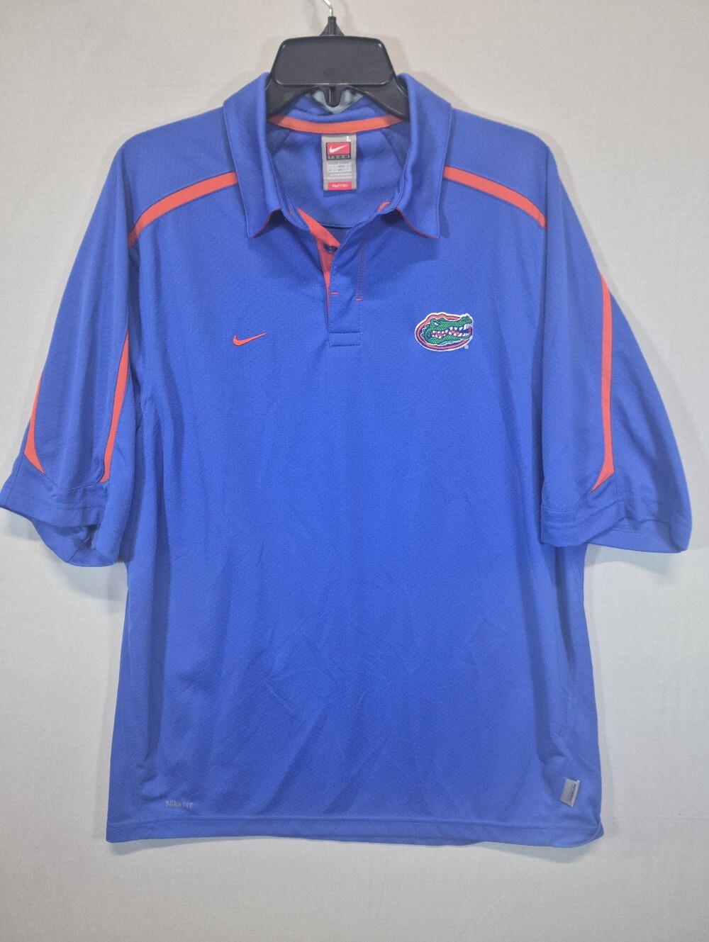 Nike Team Florida Gators Dri-FIT Polo Shirt Blue Orange Embroidered Men's Large